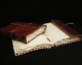 Artist's Sketchbook - Hand-Sewn Buffalo Hide - DECKLED Handmade Cotton Paper