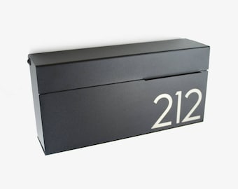 Black laser engraved Modern and contemporary mailbox LOUIS BE, Modern Mailbox, Wall Mounted mailbox - #147be