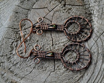 Peridot//Copper Earrings
