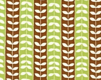 1 Yard Monaluna MINGLE LEAF STRIPES Pistashio Brown Leaves Rows Robert Kaufman Quilting Sewing Fabric