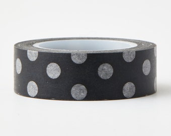 Black with White Polka Dots Washi Tape - planner stickers - card making- craft supplies- deco tape - LMT 1235- Love My Tapes