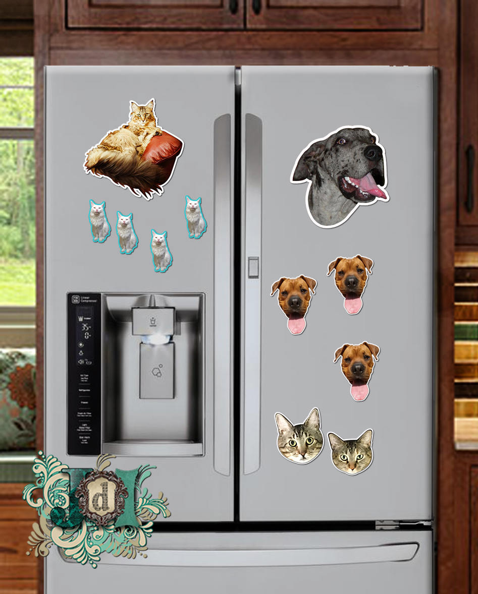 CUSTOM Shaped Refrigerator Photo Crazy Dog