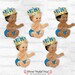 Little Prince Sitting Caribbean Turquoise Blue Gold Ornate Crown | Vintage Baby Boy | 3 Skin Tones | Clipart Instant Download