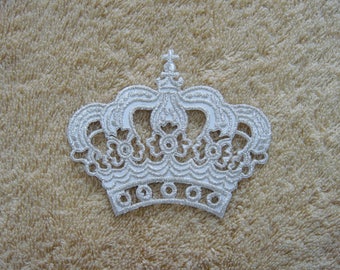 Silver Crown Iron On Patch Queen Explorer Embroidered Applique Patches For Jackets