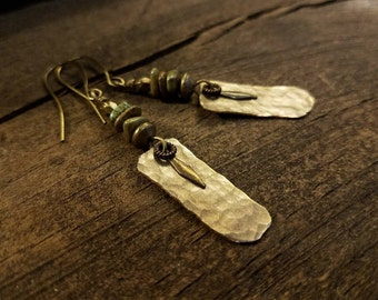 Boho Earrings, 2.5 inches, Metal Earrings, Rustic Earrings