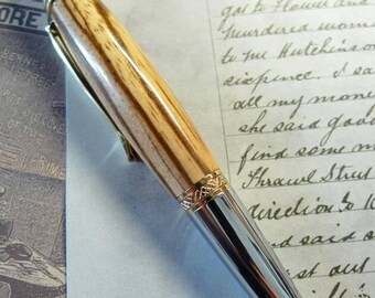Hand Turned Zebrano Sierra Style Pen