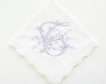 Monogrammed Handkerchief, Hemstitched Linen Handkerchief, Bridal Handkerchief, Wedding Handkerchief, Bridal Party Gifts & Favors