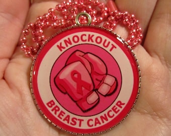 Knockout Breast Cancer Necklace-Breast Cancer Awareness-Handmade Resin Pendant Jewelry