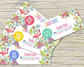 Flamingo Cash Cards, Free Fast Personalization , Money Card, Digital Files, Bucks, Flamingo Price Cards Signs