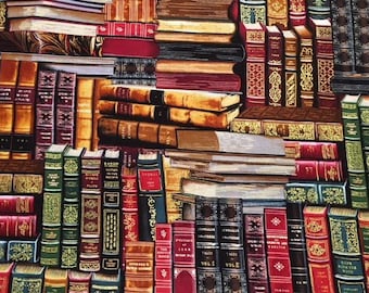 Timeless Treasures Library print with gold