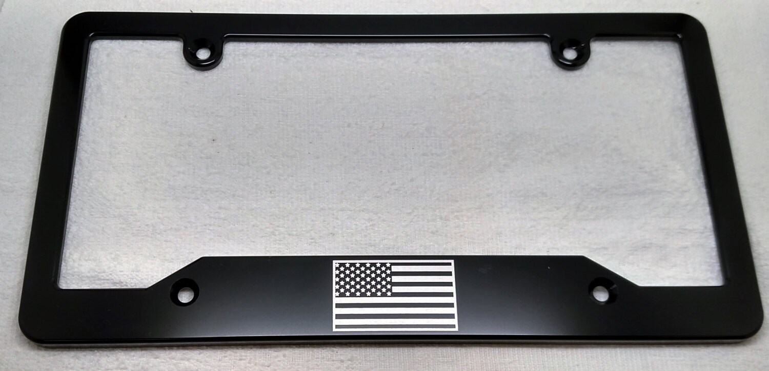 Small American Flag Billet Aluminum License Plate Frame