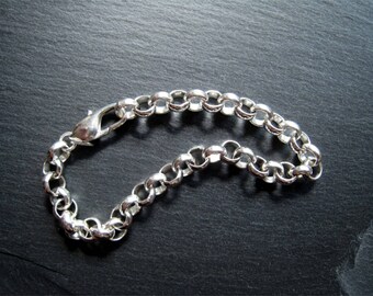Chunky Silver Chain Bracelet, Charm Bracelet, Heavy Chain Bracelet, Rolo Chain, Ladies Bracelet, Chunky Silver Chain, Mens Bracelet (B80*)