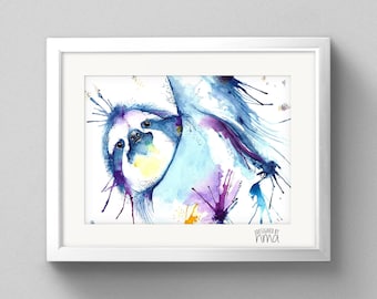 A4 Sloth Watercolour Print