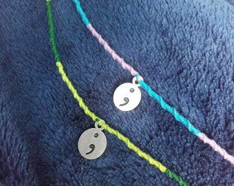 Mental health awareness bracelet - suicide awareness bracelet - semi colon charm - mental health bracelet