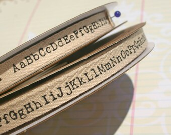 Cotton Twill Trim Cream - ABCs Print - Sewing Baby Shower or School Theme - 3/8" Wide