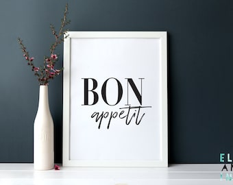 Bon Appetit // Kitchen // Dining // Home Decor // Wall Art // Sign // Poster // A3 // A4 // A5 // Typography // Food // Monochrome //