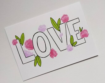 Modern Floral Love Greetings Card