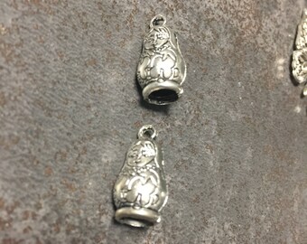 2 silver Russian doll charms