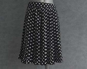 Vintage polka dot pleated skirt Black & white high waist size about L