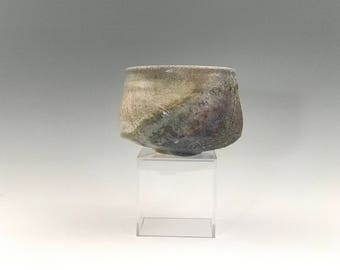 Wood fired matcha chawan, ember-buried Japanese teabowl, anagama woodfired with natural ash glazes. Tea ceremony, Japan.