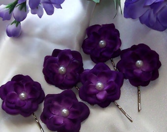 Super Sale, Purple Wedding Hair Flower Set Bridesmaid Up do Bride,Flower Girl,Bride<Bridal Accessories,Wedding Accessories