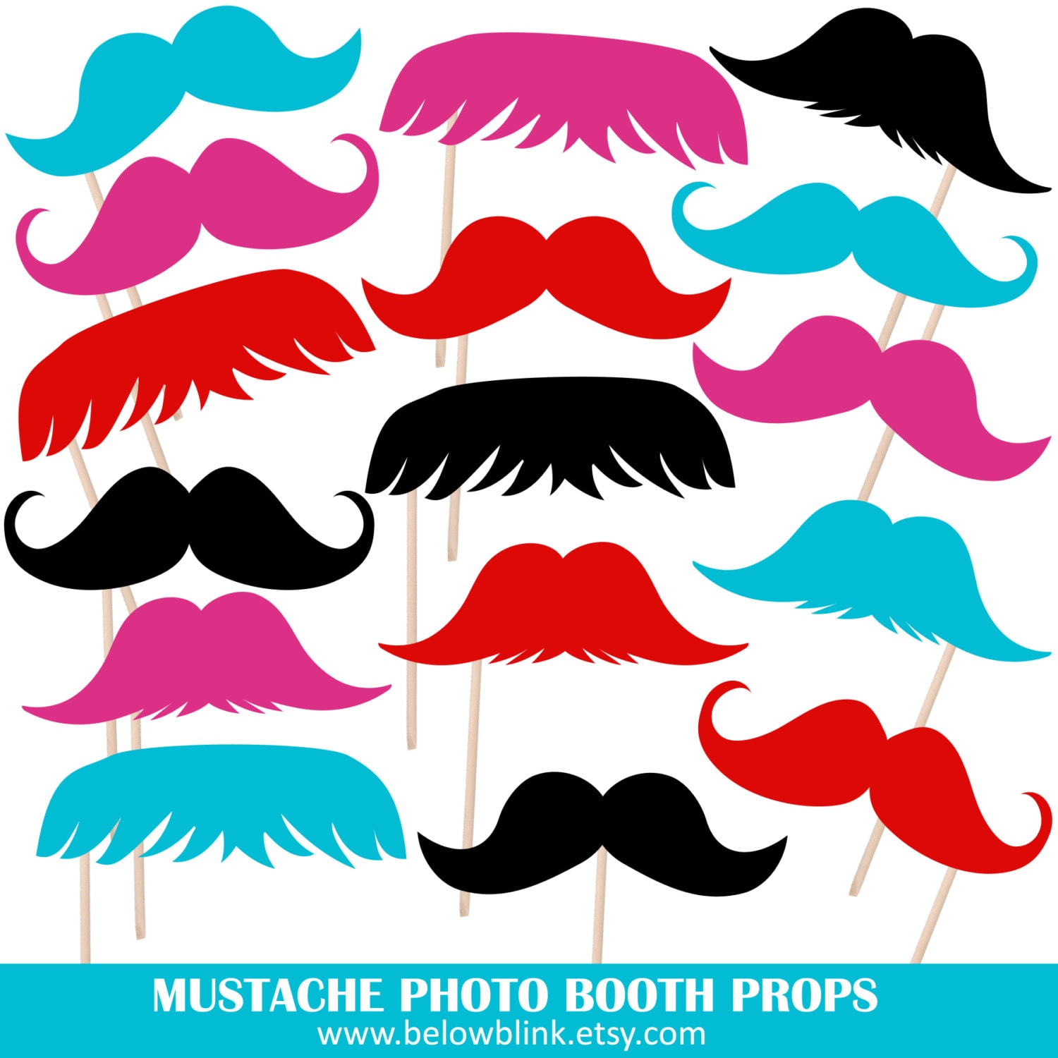 Printable Mustache Photo Booth Props Moustache Photobooth