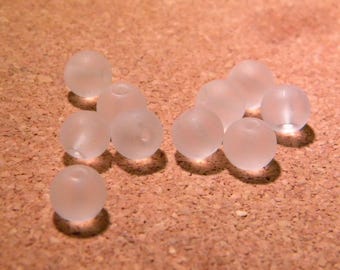 10 beads frosted - glass frosted 12 mm - clear-PF117