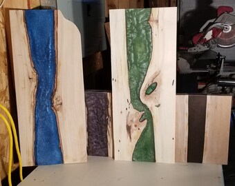 Epoxy resin river wall art