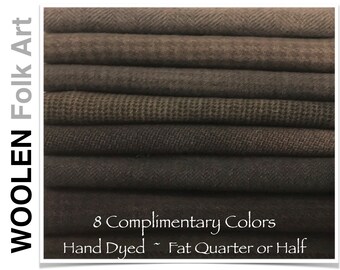 Bundle #39;Hand Dyed Wool,Rug Hooking Wool;Applique Wool;Penny Rug Wool;Felted Wool;Fat Quarter;Fat Half Yard; 8 Color Bundle of Wool