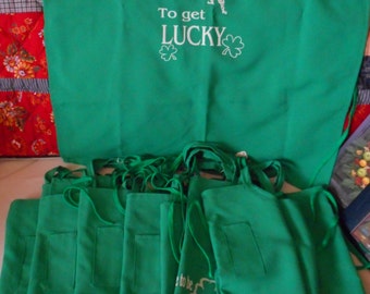 8 Irish Lucky Leprechaun Bib Apron Lot New-Old-Stock St Patrick's Day Green