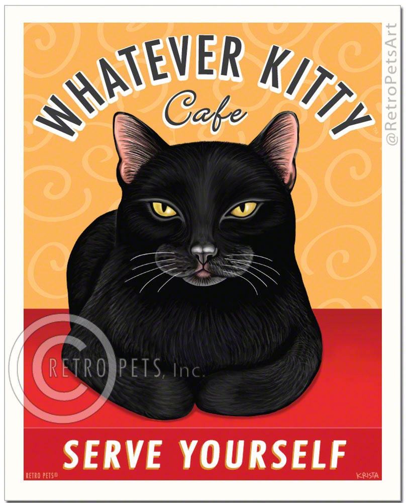 8x10 Cat  Art  Whatever Kitty Cafe  Art  print by Krista