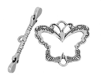 4 Butterfly Toggle Sets Butterfly Bracelet Supply Garden Bug Insect Toggle Clasp Butterfly Finding 4038