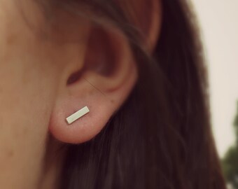 Bar Earrings // Silver Bar Earrings, Simple Stud Earrings, Minimalist Earrings, Bar Studs, small bar earrings, Gift for Her, Ready to Ship
