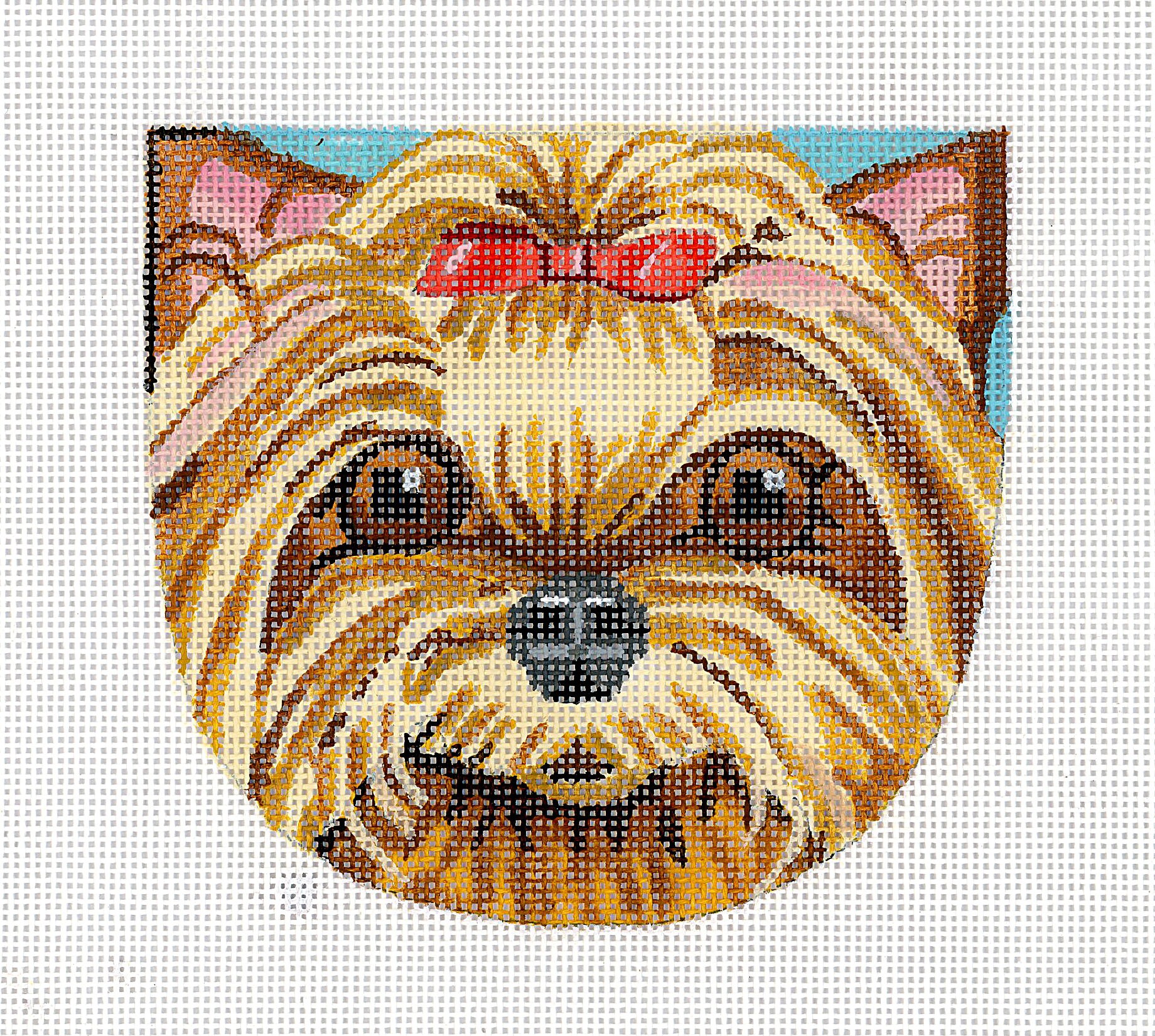 Needlepoint Dog Canvas Yorkshire Terrier Face Purse
