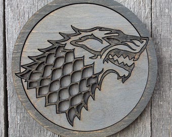 Stark Game of Thrones Wood Coaster | Rustic/Vintage | Hand Stained and Glued | Stark | Arya | Jon | Robb | Ned | Sansa