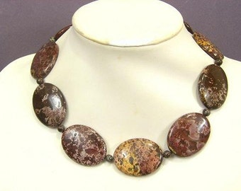 Necklace Tiger Jasper 40mm Flat Ovals 925 NSJT5585