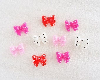 16pcs - Mini Polka Dot Bow Mix Decoden Cabochons (13x11mm) BW10004