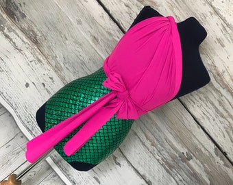 Convertible Swimsuit Bathing Suit Infinity Swimwear Mermaid Scales Fish Scales Pink Multiway Swimsuit High Waisted Made to Order