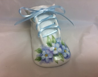 Baby Bootie Hand painted porcelain baby gift