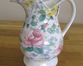 vintage st george fine bone china jug, floral jug , pitcher ref 6