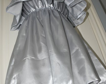 Slithery silver pretty little silky satin sissy dress, Sissy Lingerie