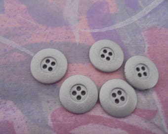 Set of 5 Vintage buttons metal gray 18 mm