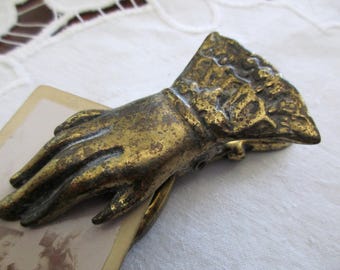 vintage Victorian brass hand letter holder