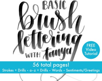 SAVE with ultimate BUNDLE-brush lettering worksheets-downloadable PDF, Tanya's signature alphabet practice sheets, strokes,words, quotes & s
