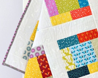 Baby Girl Quilt Purple Yellow Blue Patchwork Quilt Butterflies Flowers Stars Baby Blanket Baby Shower Gift Baby Gift - Paint Box