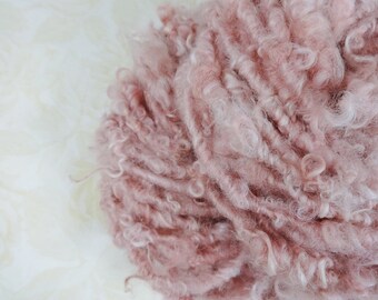 Handspun Art Yarn Bulky Fleece spun 38 yards rose pink