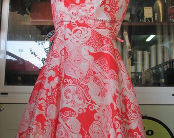 Abito mini anni 60 con ruches.Foderato.Tg. 42/Stunning 60s mini dress/Collar with ruches/Full skirt/Fully lined/Tricetate/Size 6-8 US
