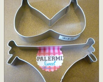 Bikini Lingerie Top and Bottom Cookie Cutter Fondant Cutter Tin 2 Pcs., Lingerie Cookie Cutter, Bachelorette Cookie Cutter