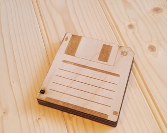 Laser cut Floppy Disk coaster set of 4
