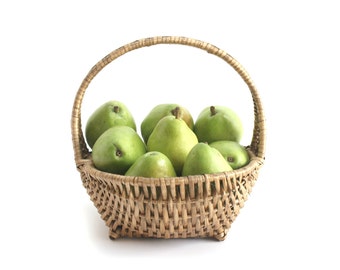 Wicker Fruit Basket, Vintage Basket With Handle, Flower Basket, Easter Basket
